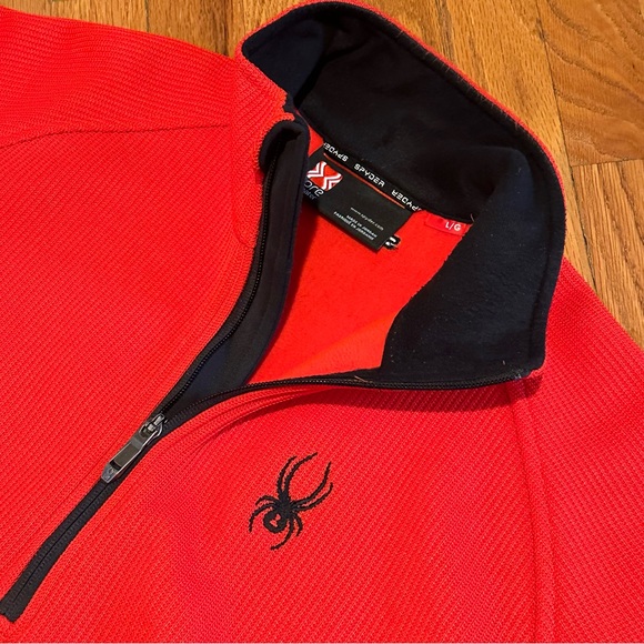 Spyder Core Men’s Orange Half Zip Thermal Waffle Pullover Sweater Jacket Large - Picture 2 of 4
